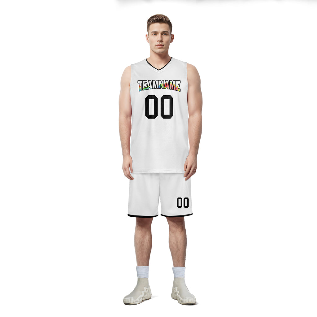 Custom White Rainbow City Edition Personalized Sports Uniform Authentic Basketball Jersey BBJ01-D06101-8