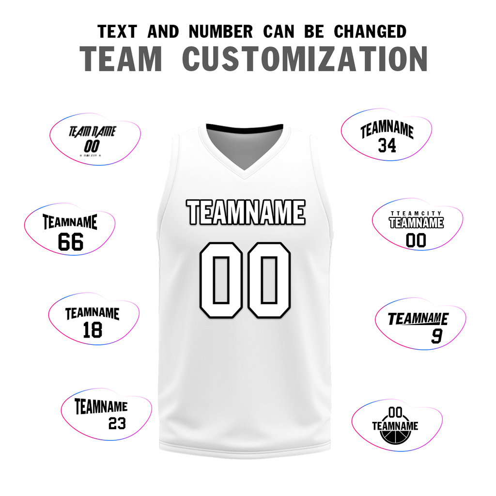 Custom Black White Classic Style Reversible Basketball Uniform Personalized COOLMAX BBJR-D017007