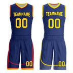 Custom Navy Blue Red Gold Golden State City Edition Personalized Reversible Basketball Set Sports Basketball Jersey BBJ01R-D0610-10