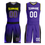 Custom Black Purple Los Angeles City Edition Personalized Reversible Basketball Set Sports Basketball Jersey BBJ01R-D0610-14