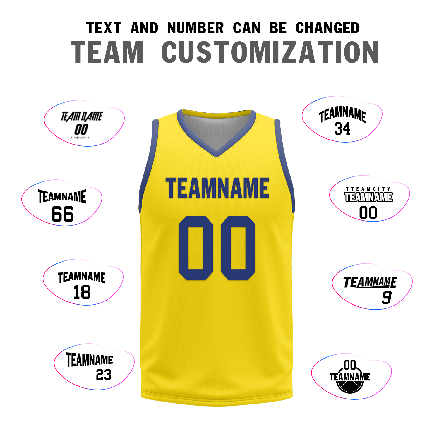 Custom Blue Yellow Classic Style Reversible Basketball Uniform Personalized COOLMAX BBJR-D017003