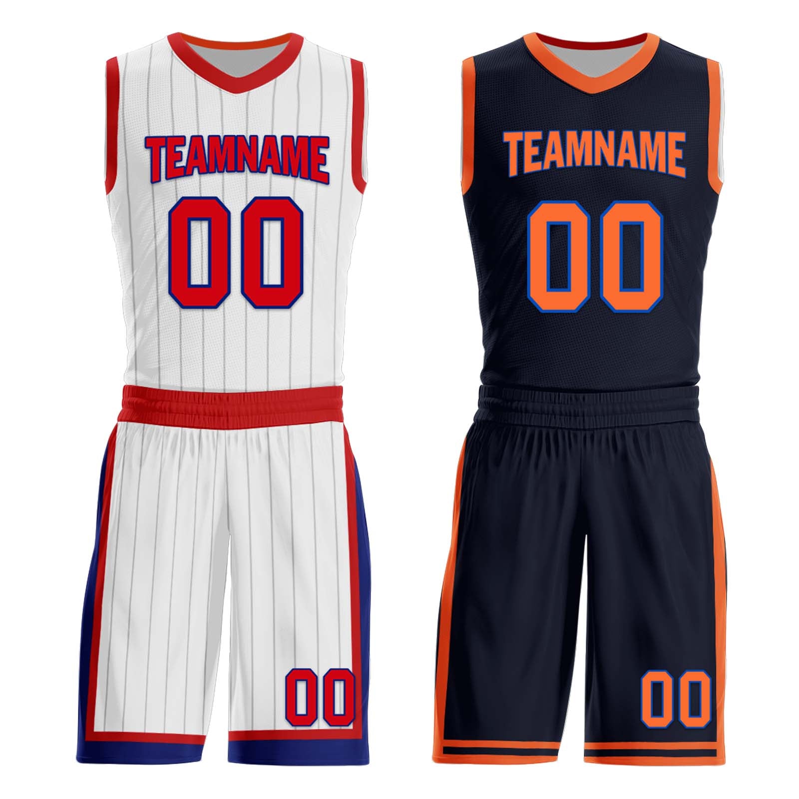 Custom White Red Black New York City Edition Personalized Reversible Basketball Set Sports Basketball Jersey BBJ01R-D0610-20