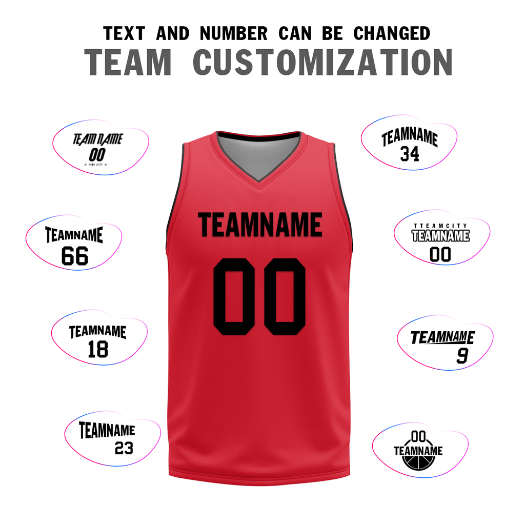 Custom Black Red Classic Style Reversible Basketball Uniform Personalized Ordinary BBJR-D017018
