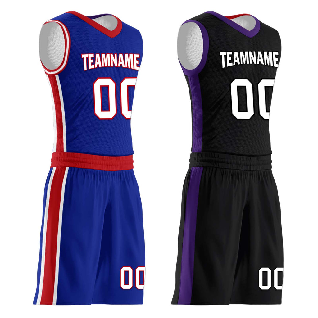 Custom Blue Red White Sacramento City Edition Personalized Reversible Basketball Set Sports Basketball Jersey BBJ01R-D0610-26
