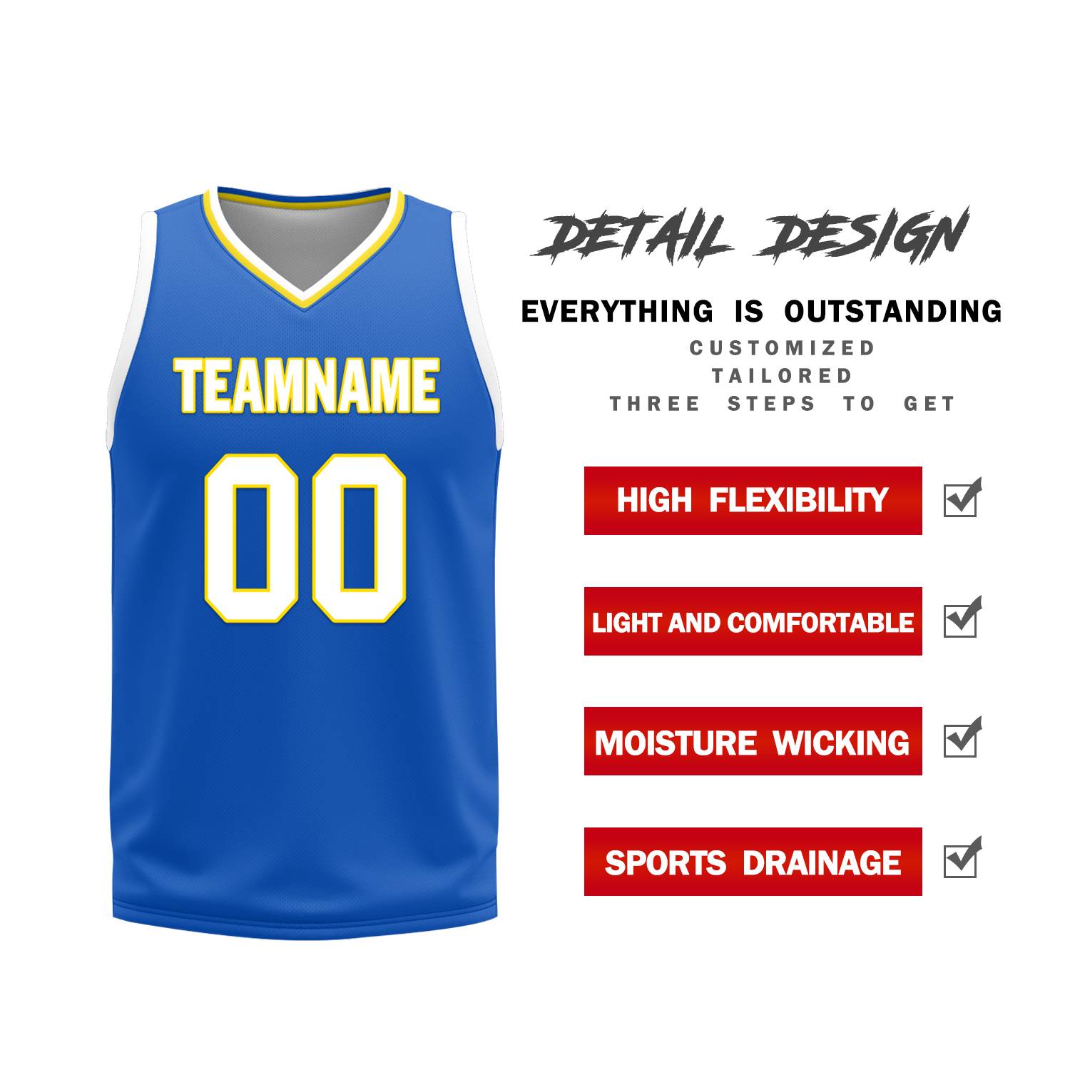 Custom White Blue Classic Style Reversible Basketball Uniform Personalized COOLMAX BBJR-D017004
