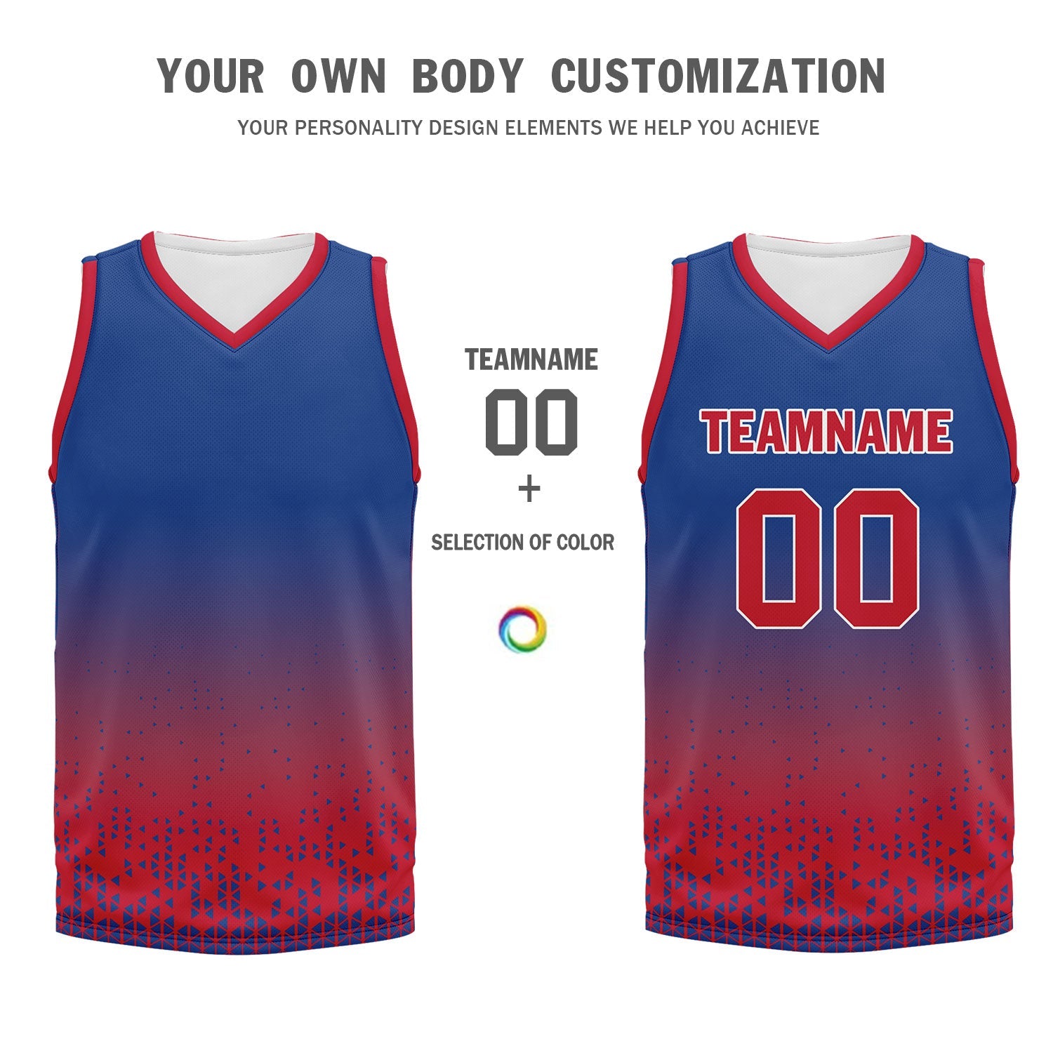 Custom Blue Red Fade Fashion Sports Uniform Basketball Jersey BBJ01-D020102-1