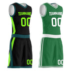 Custom Black Green Boston City Edition Personalized Reversible Basketball Set Sports Basketball Jersey BBJ01R-D0610-2