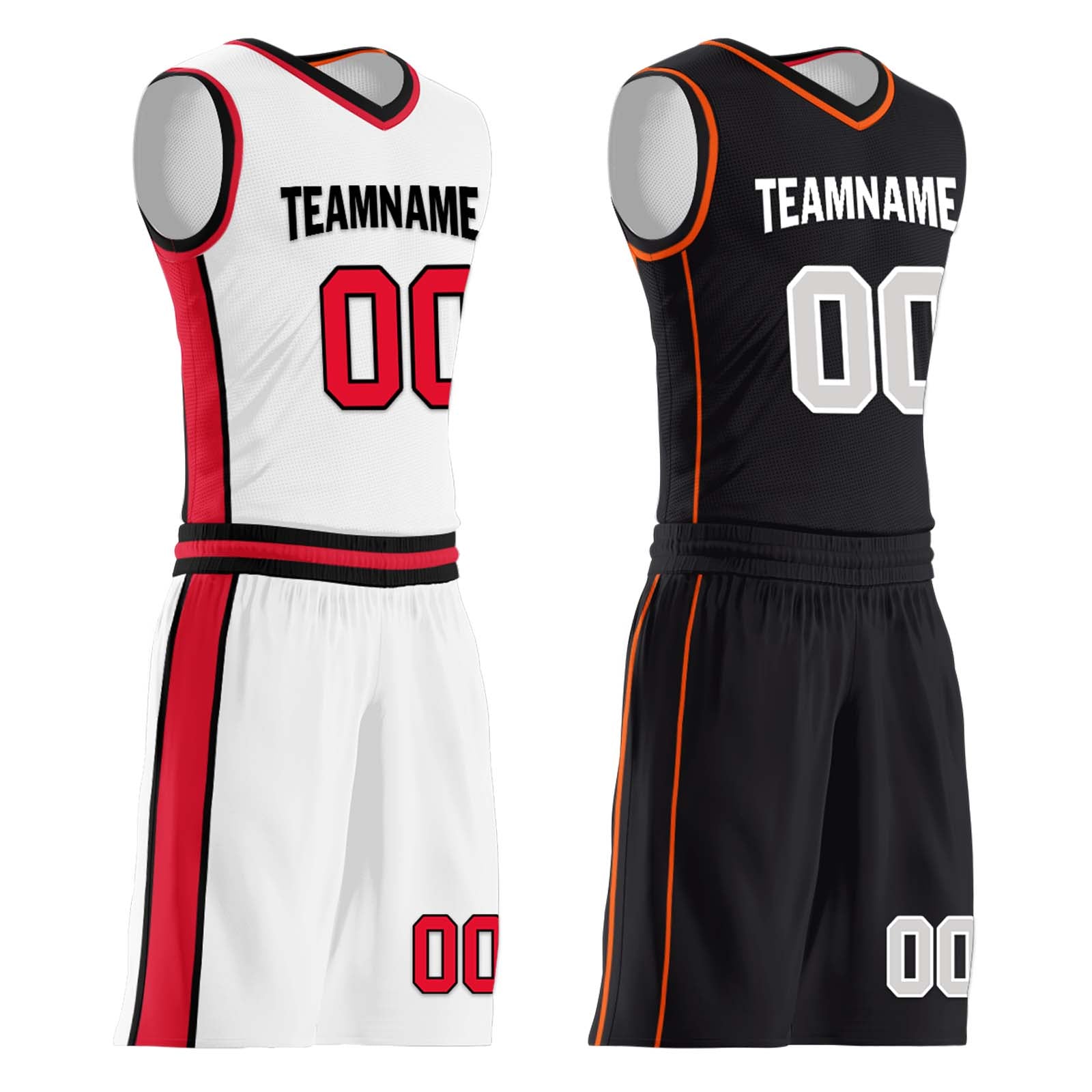 Custom White Red Black Detroit City Edition Personalized Reversible Basketball Set Sports Basketball Jersey BBJ01R-D0610-9