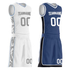 Custom White Gray Blue Dallas City Edition Personalized Reversible Basketball Set Sports Basketball Jersey BBJ01R-D0610-7
