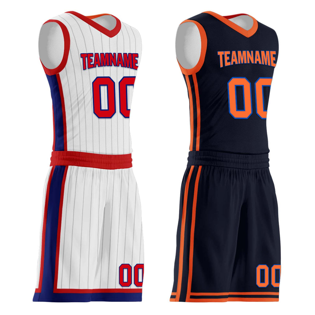 Custom White Red Black New York City Edition Personalized Reversible Basketball Set Sports Basketball Jersey BBJ01R-D0610-20