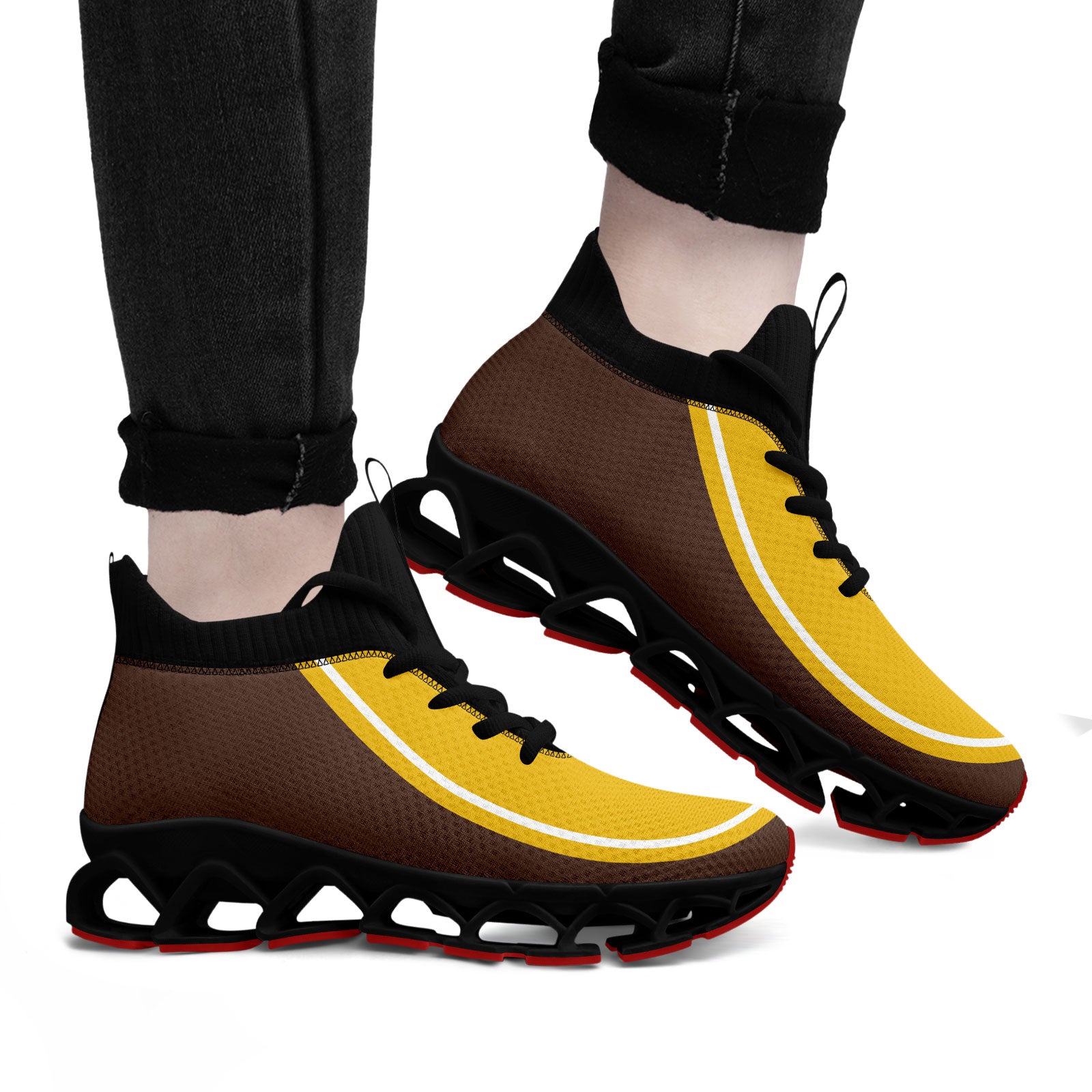Custom Brown Yellow Maxsoul Shoes Personalized Sneaker FN030XD-D020388-14