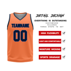 Custom Blue Orange Classic Style Reversible Basketball Uniform Personalized Ordinary BBJR-D017015