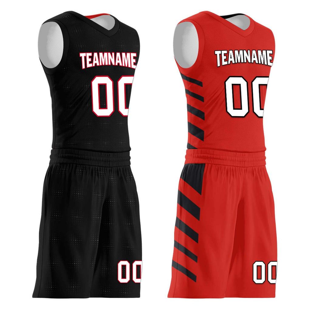 Custom Black Red Plaid Portland City Edition Personalized Reversible Basketball Set Sports Basketball Jersey BBJ01R-D0610-25