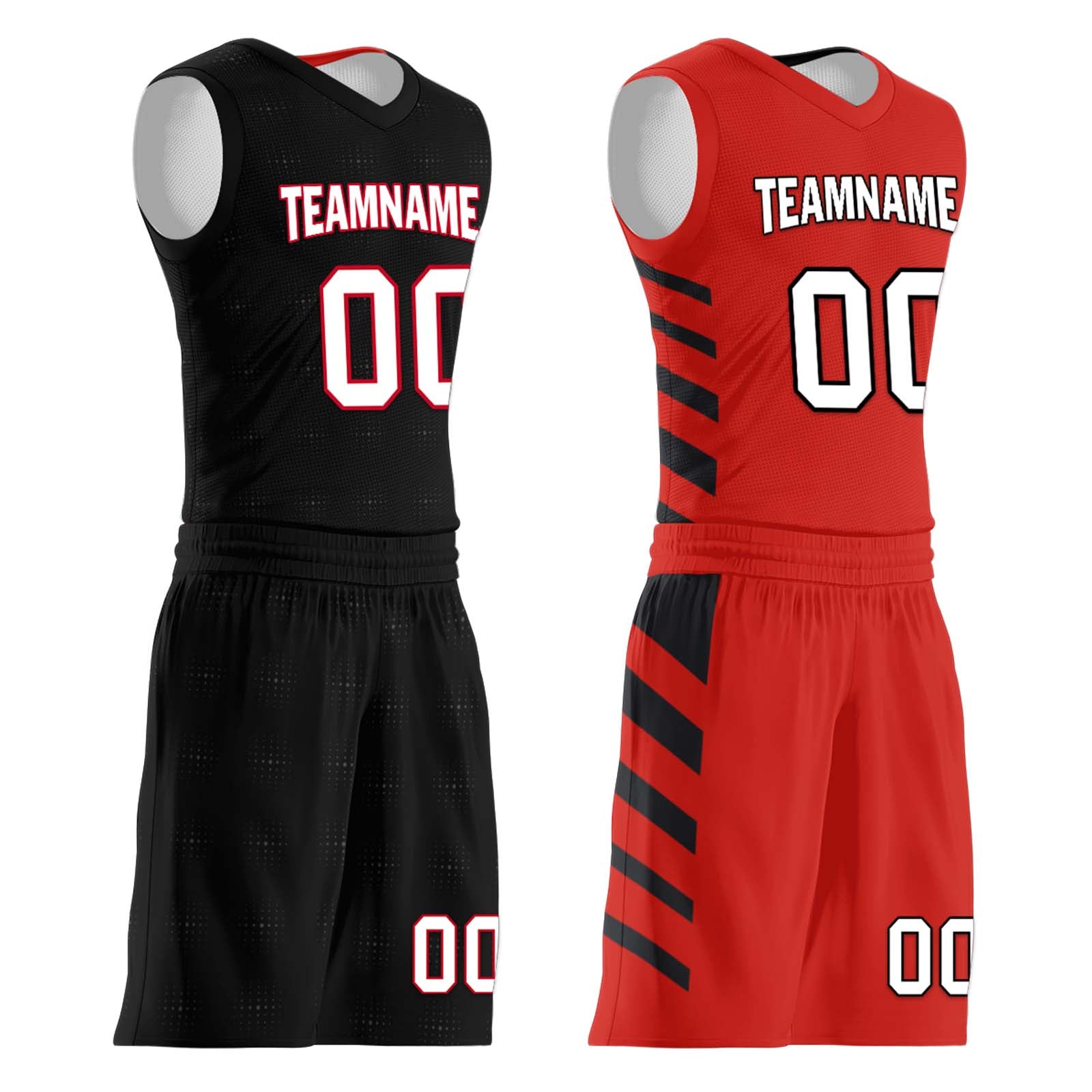 Custom Black Red Plaid Portland City Edition Personalized Reversible Basketball Set Sports Basketball Jersey BBJ01R-D0610-25