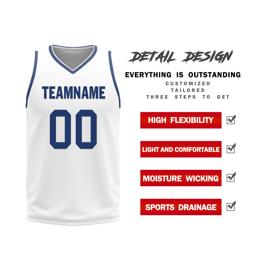 Custom Blue White Classic Style Reversible Basketball Uniform Personalized Ordinary BBJR-D017053