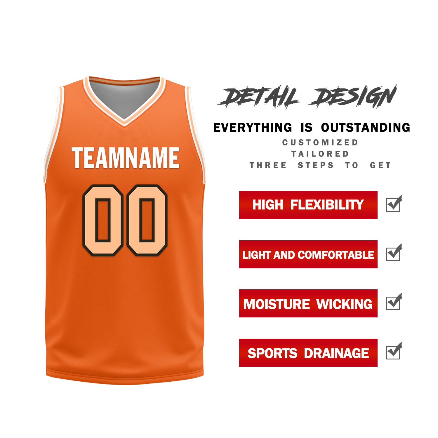Custom White Orange Classic Style Reversible Basketball Uniform Personalized COOLMAX BBJR-D017052