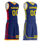 Custom Navy Blue Red Gold Golden State City Edition Personalized Reversible Basketball Set Sports Basketball Jersey BBJ01R-D0610-10