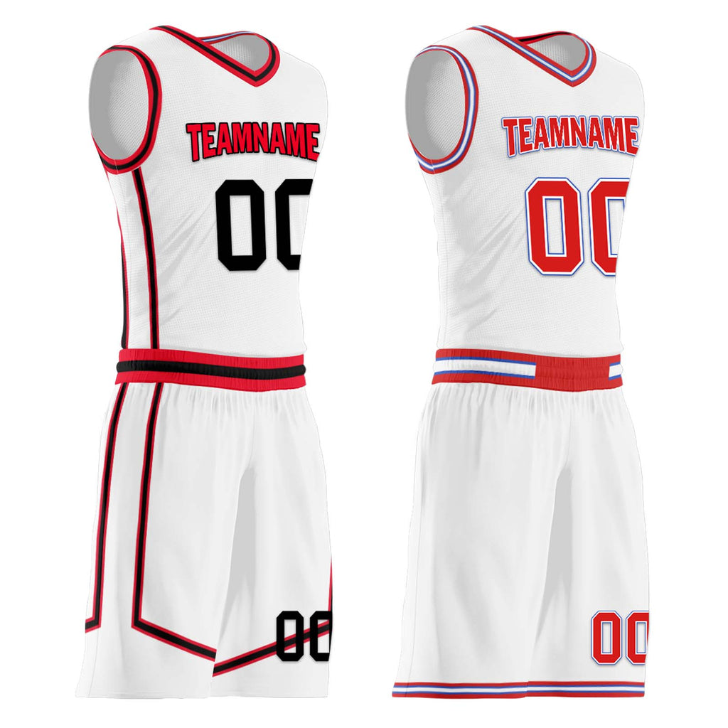 Custom Red White Black Houston City Edition Personalized Reversible Basketball Set Sports Basketball Jersey BBJ01R-D0610-11