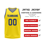 Custom Blue Yellow Classic Style Reversible Basketball Uniform Personalized COOLMAX BBJR-D017003