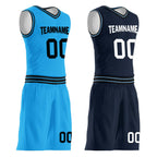 Custom Light Blue Black Los Angeles City Edition Personalized Reversible Basketball Set Sports Basketball Jersey BBJ01R-D0610-13