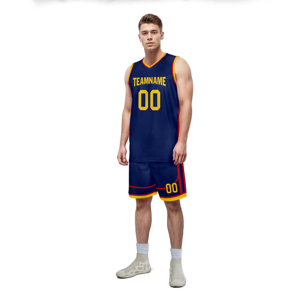 Custom Navy Blue Red Gold City Edition Personalized Sports Uniform Authentic Basketball Jersey BBJ01-D06101-10