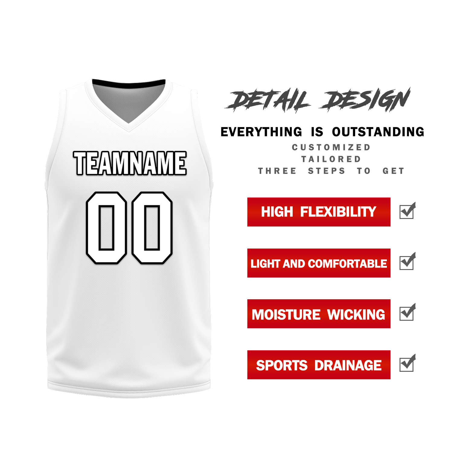 Custom Black White Classic Style Reversible Basketball Uniform Personalized COOLMAX BBJR-D017007
