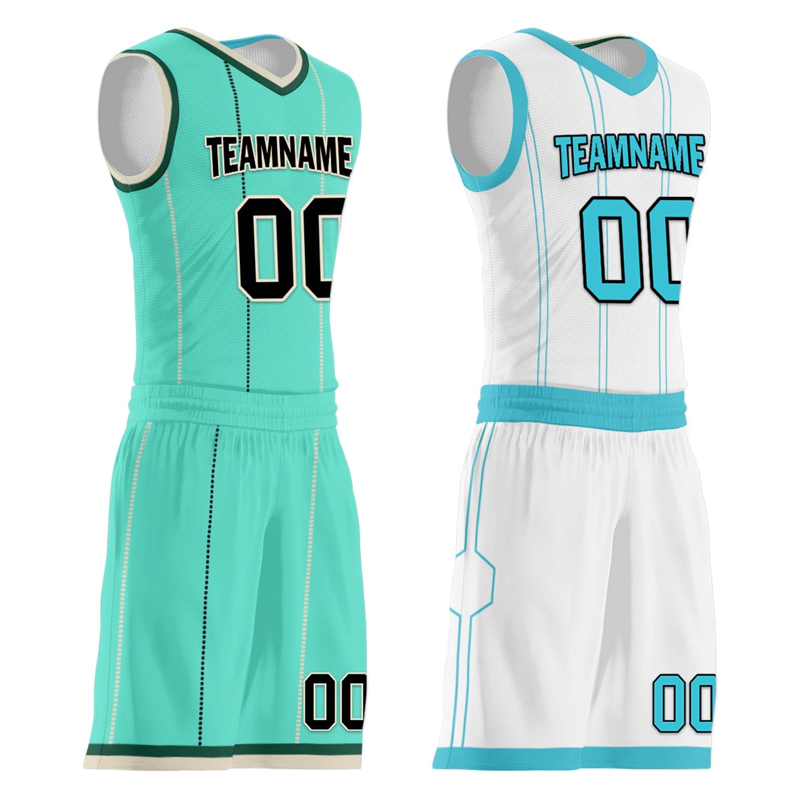 Custom Mint Green Gold Black Charlotte City Edition Personalized Reversible Basketball Set Sports Basketball Jersey BBJ01R-D0610-4