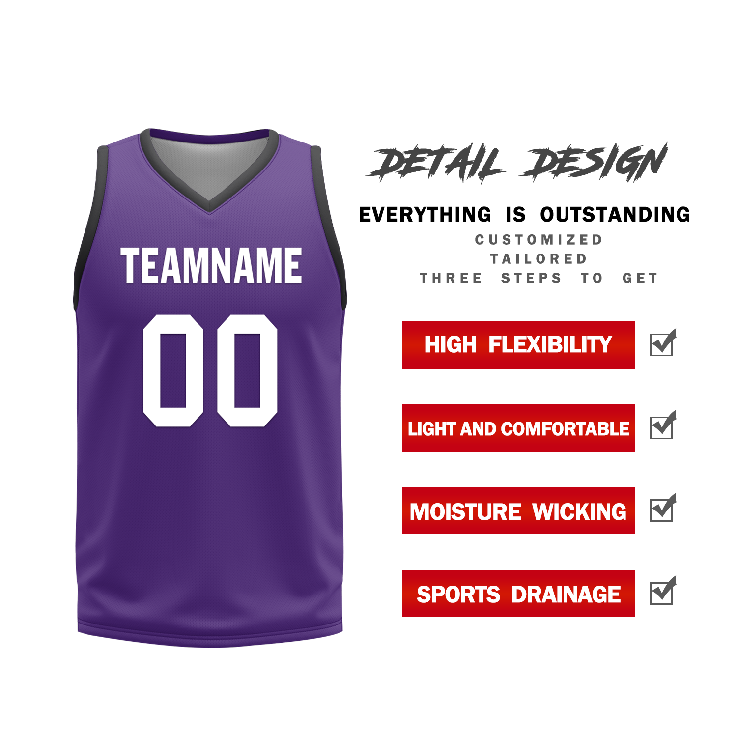 Custom Black Purple Classic Style Reversible Basketball Uniform Personalized Ordinary BBJR-D017035