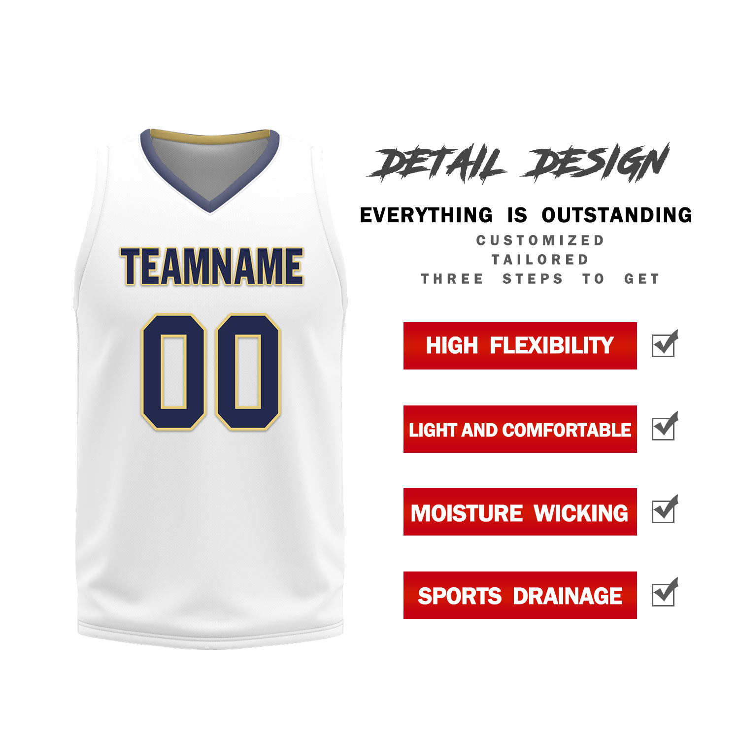Custom Blue White Classic Style Reversible Basketball Uniform Personalized COOLMAX BBJR-D017050