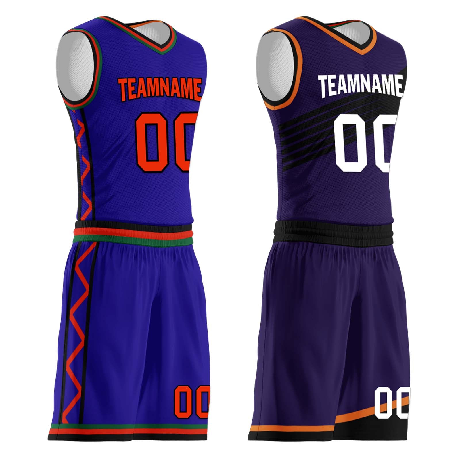 Custom Purple Green Orange Phoenix City Edition Personalized Reversible Basketball Set Sports Basketball Jersey BBJ01R-D0610-24