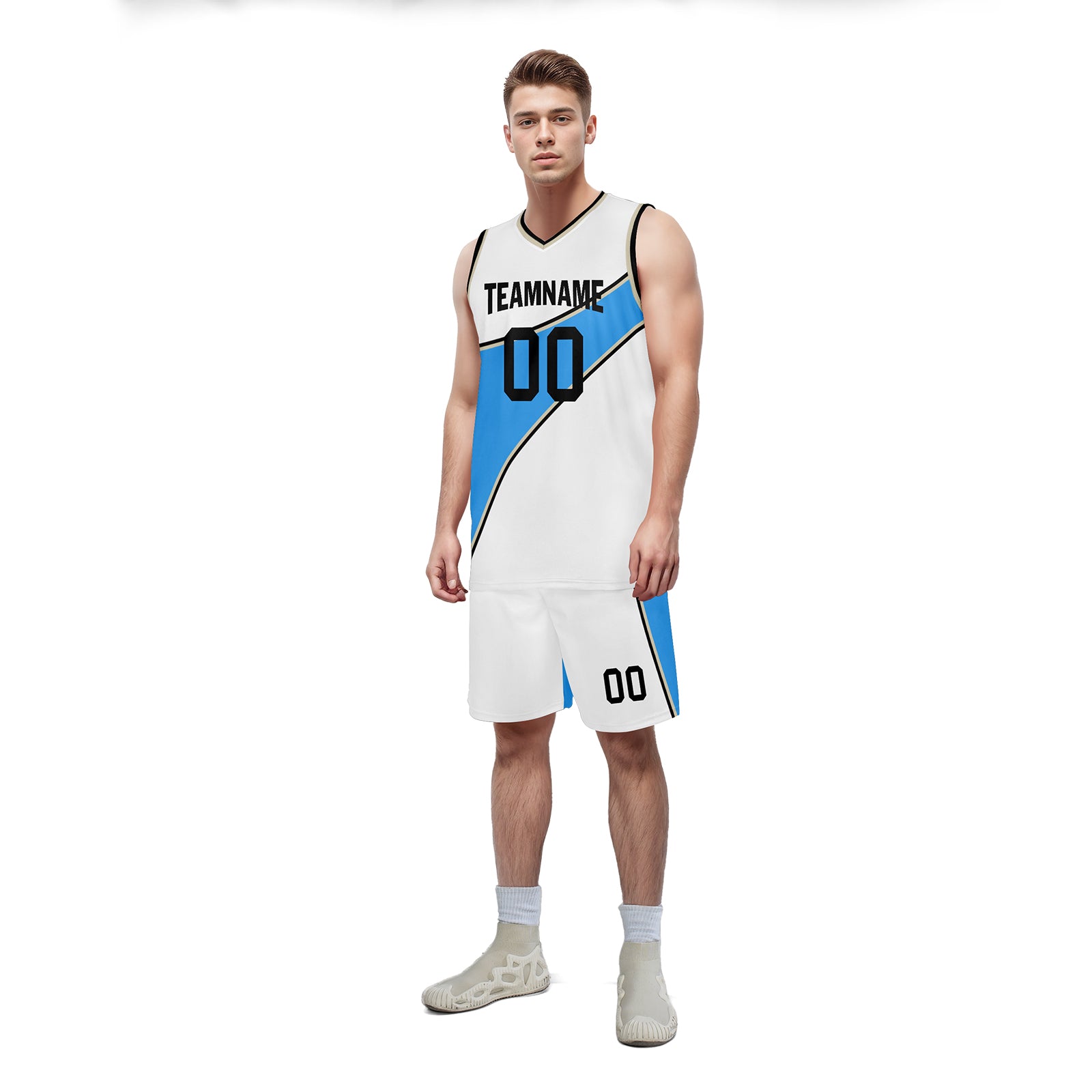 Custom White Blue City Edition Personalized Sports Uniform Authentic Basketball Jersey BBJ01-D06101-1