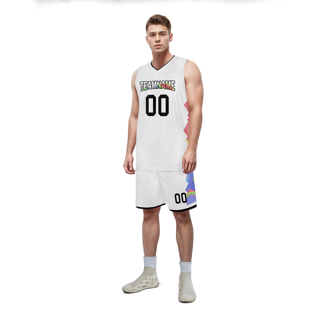 Custom White Rainbow City Edition Personalized Sports Uniform Authentic Basketball Jersey BBJ01-D06101-8