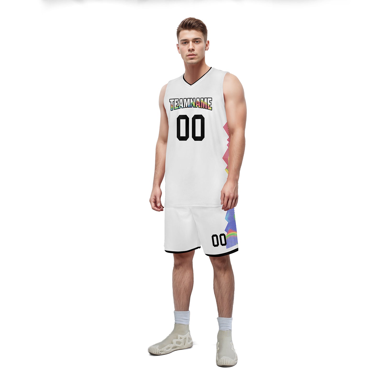 Custom White Rainbow City Edition Personalized Sports Uniform Authentic Basketball Jersey BBJ01-D06101-8