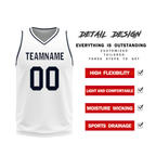 Custom Blue White Classic Style Reversible Basketball Uniform Personalized COOLMAX BBJR-D017056