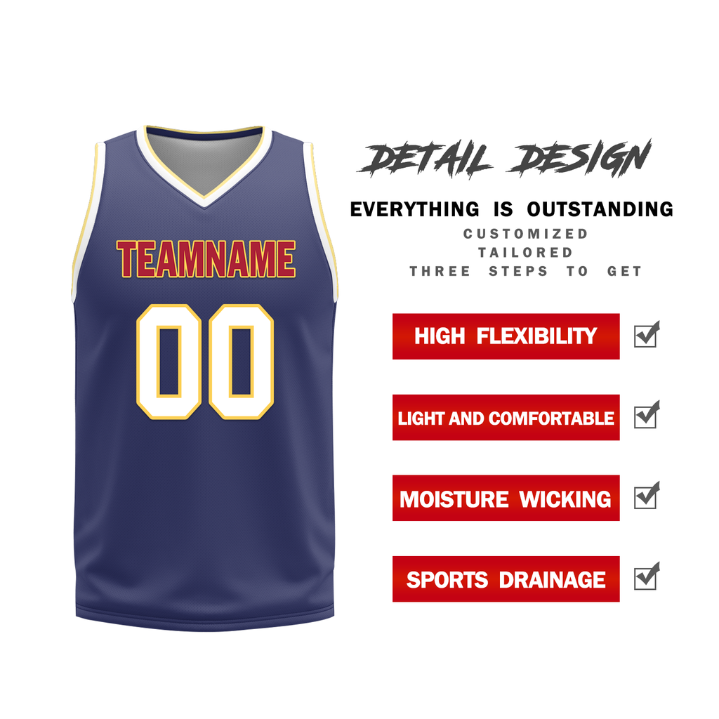 Custom White Blue Classic Style Reversible Basketball Uniform Personalized COOLMAX BBJR-D017030