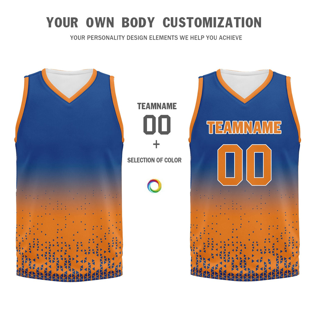Custom Blue Orange Fade Fashion Sports Uniform Basketball Jersey BBJ01-D020102-3