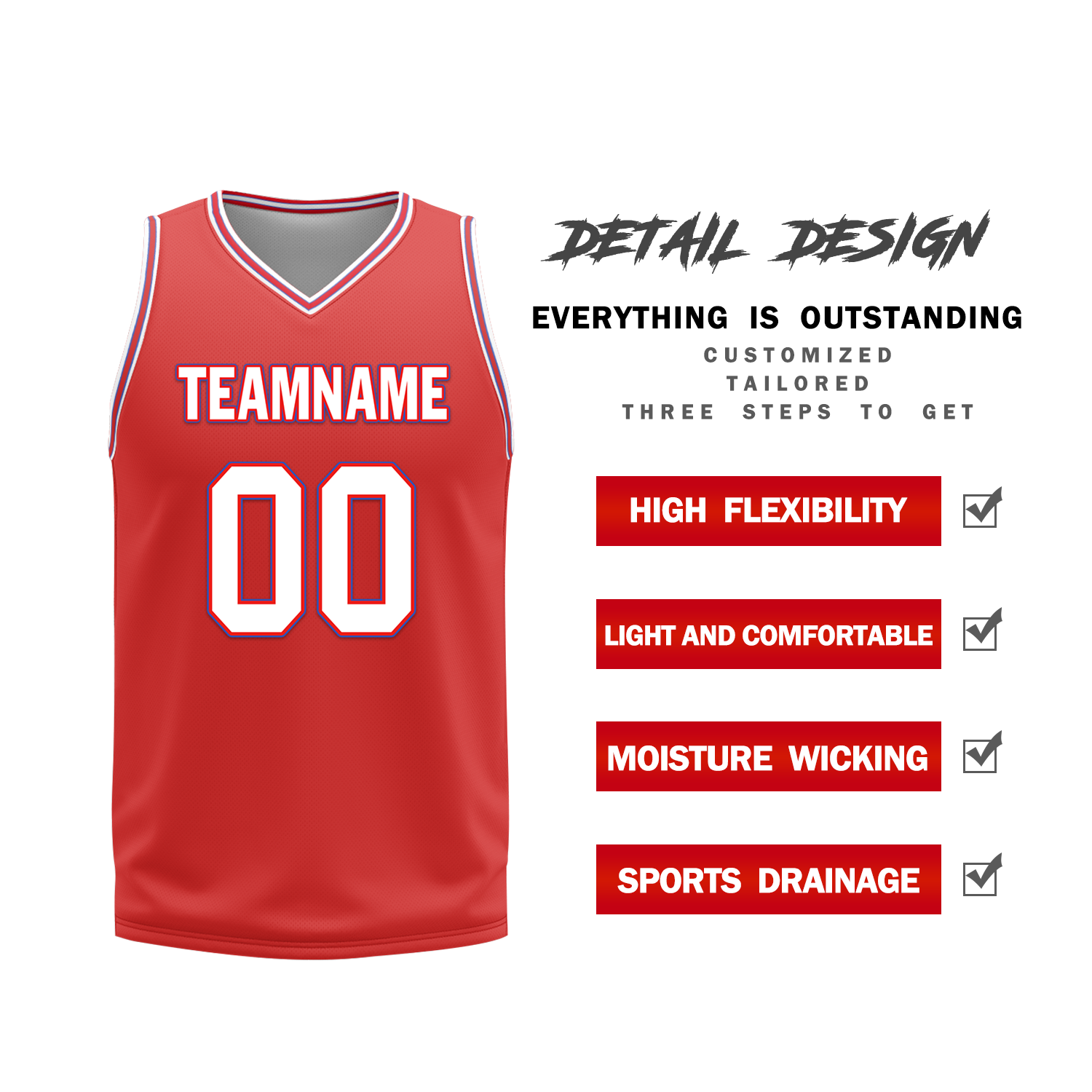 Custom White Red Classic Style Reversible Basketball Uniform Personalized COOLMAX BBJR-D017041