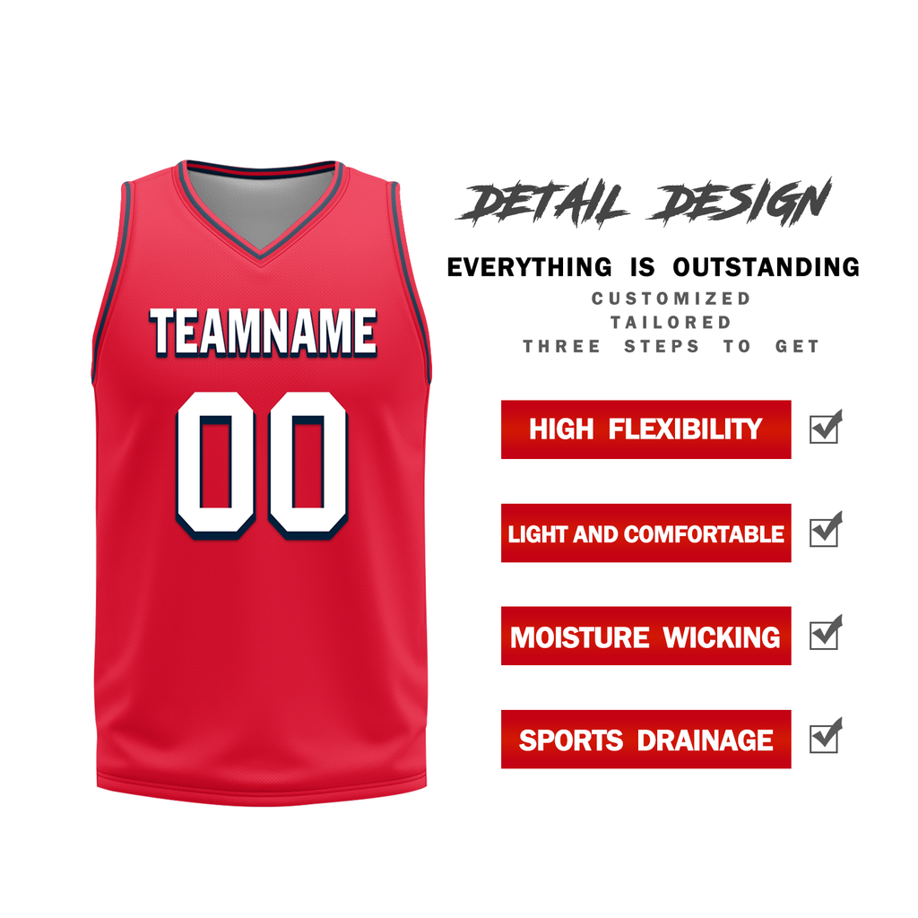 Custom Blue Red Classic Style Reversible Basketball Uniform Personalized Ordinary BBJR-D017021