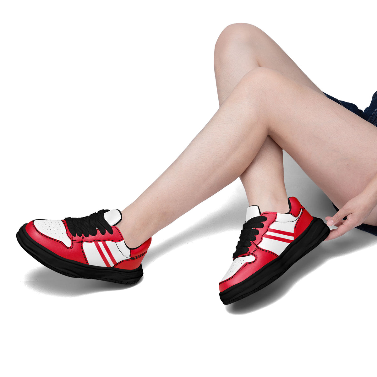 Custom Red White Kansas City Shoes Personalized Sneaker FN032-D020389-18