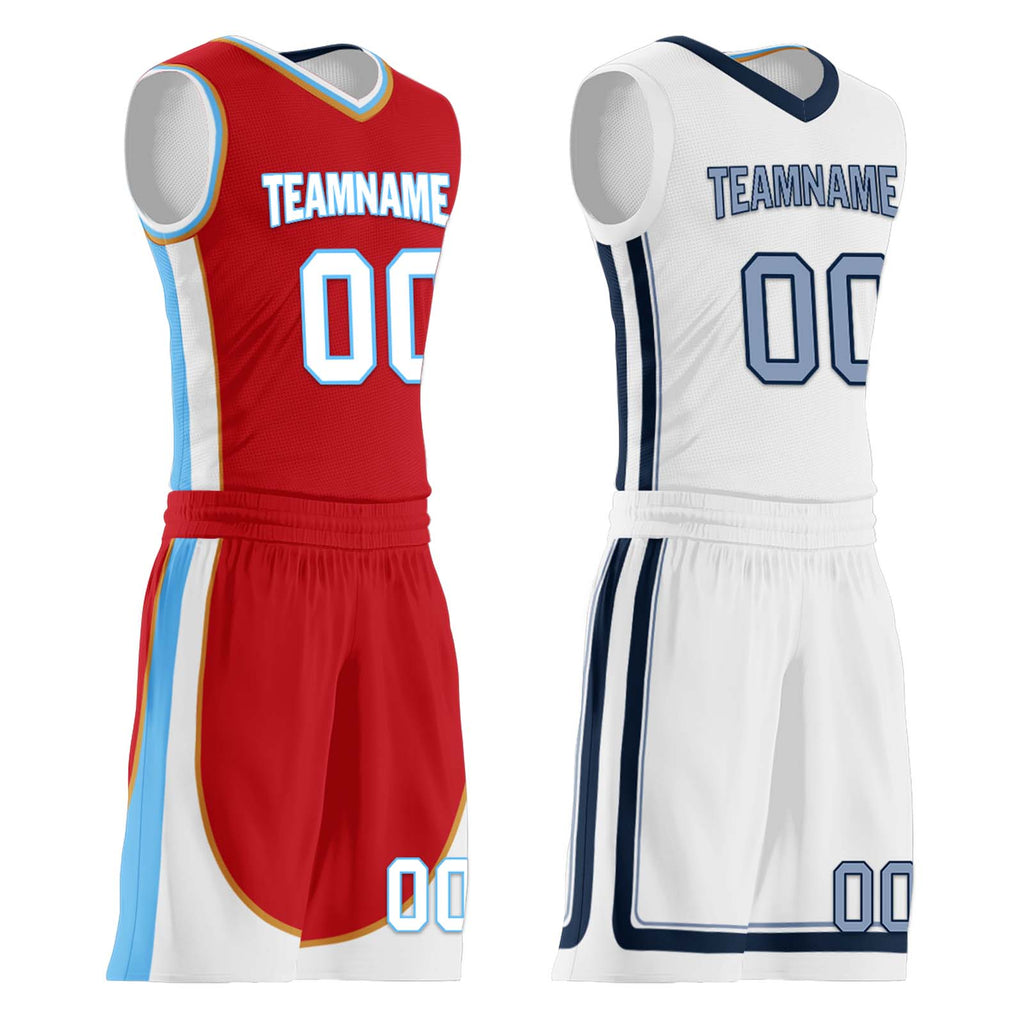 Custom Red White Memphis City Edition Personalized Reversible Basketball Set Sports Basketball Jersey BBJ01R-D0610-15