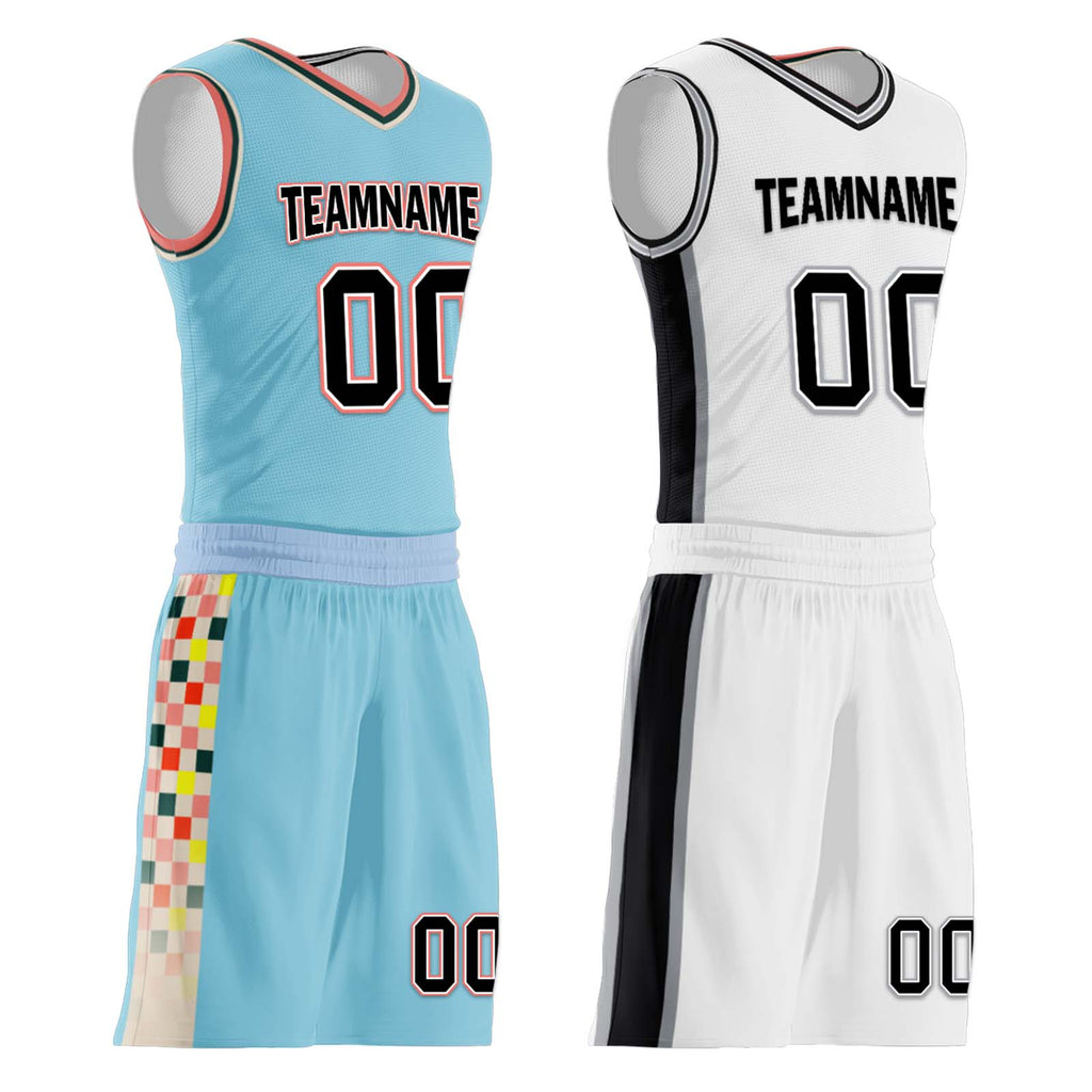 Custom Glacier Blue Brown Red San Antonio City Edition Personalized Reversible Basketball Set Sports Basketball Jersey BBJ01R-D0610-27