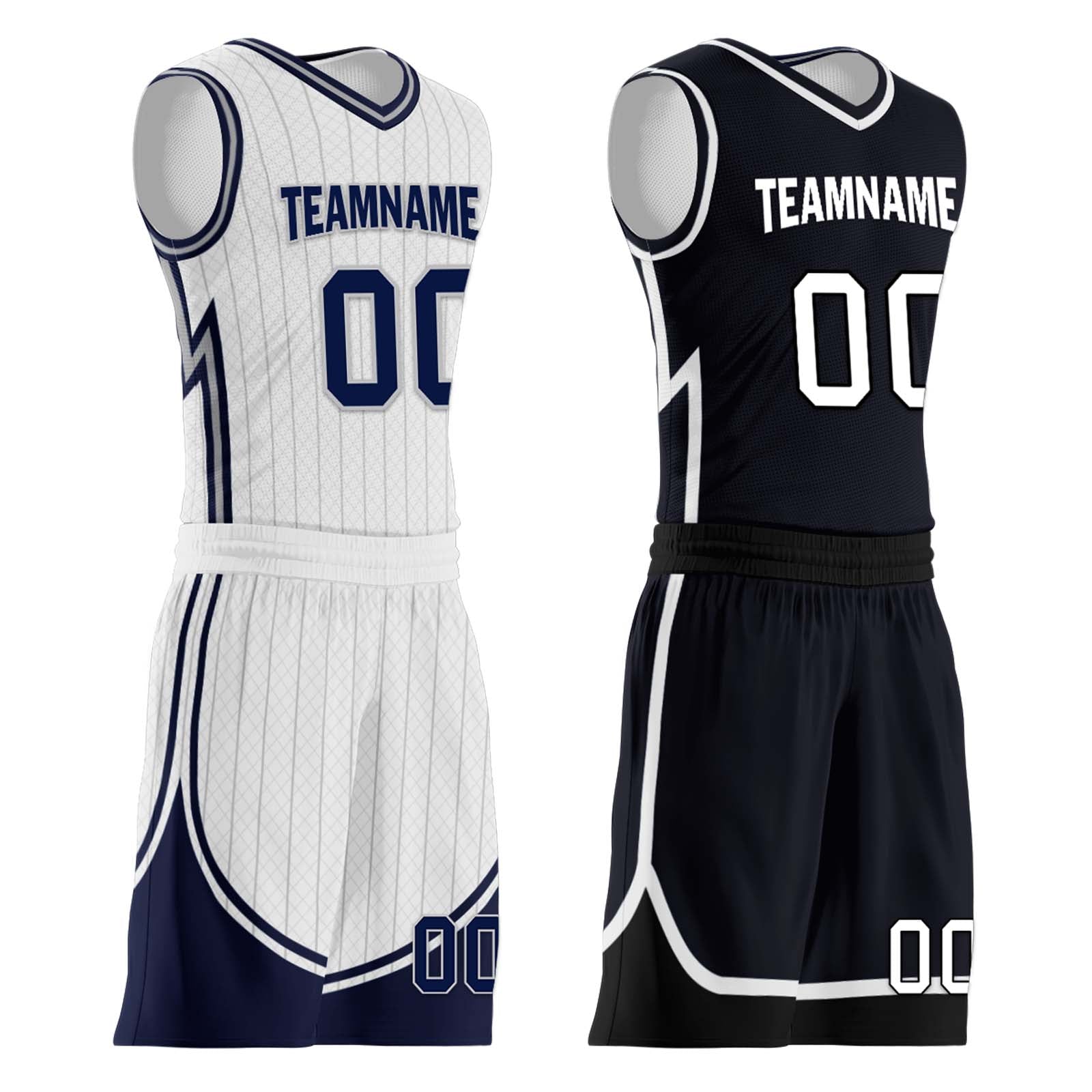 Custom White Dark Blue Black Orlando City Edition Personalized Reversible Basketball Set Sports Basketball Jersey BBJ01R-D0610-22