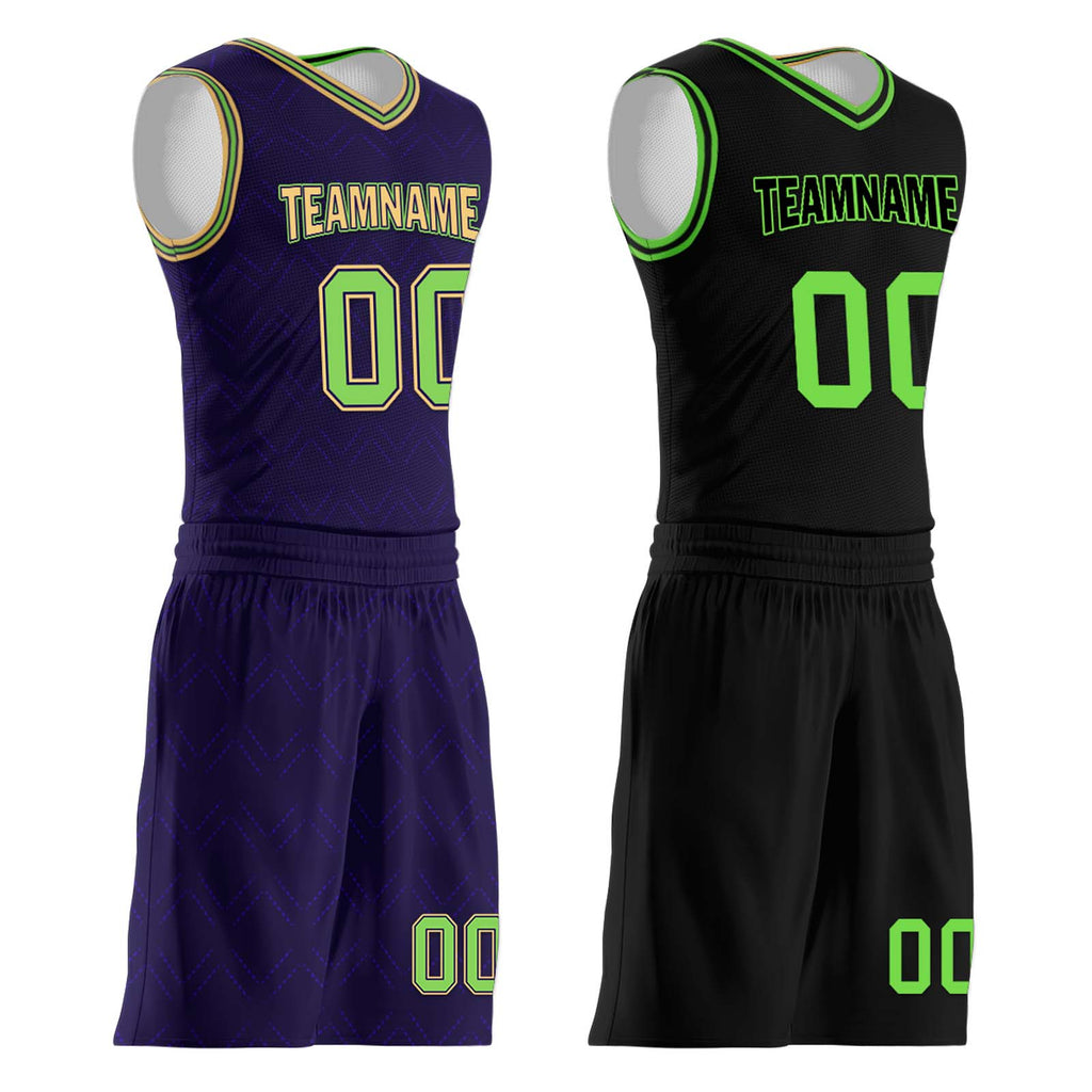 Custom Purple Green Gold New Orleans City Edition Personalized Reversible Basketball Set Sports Basketball Jersey BBJ01R-D0610-19