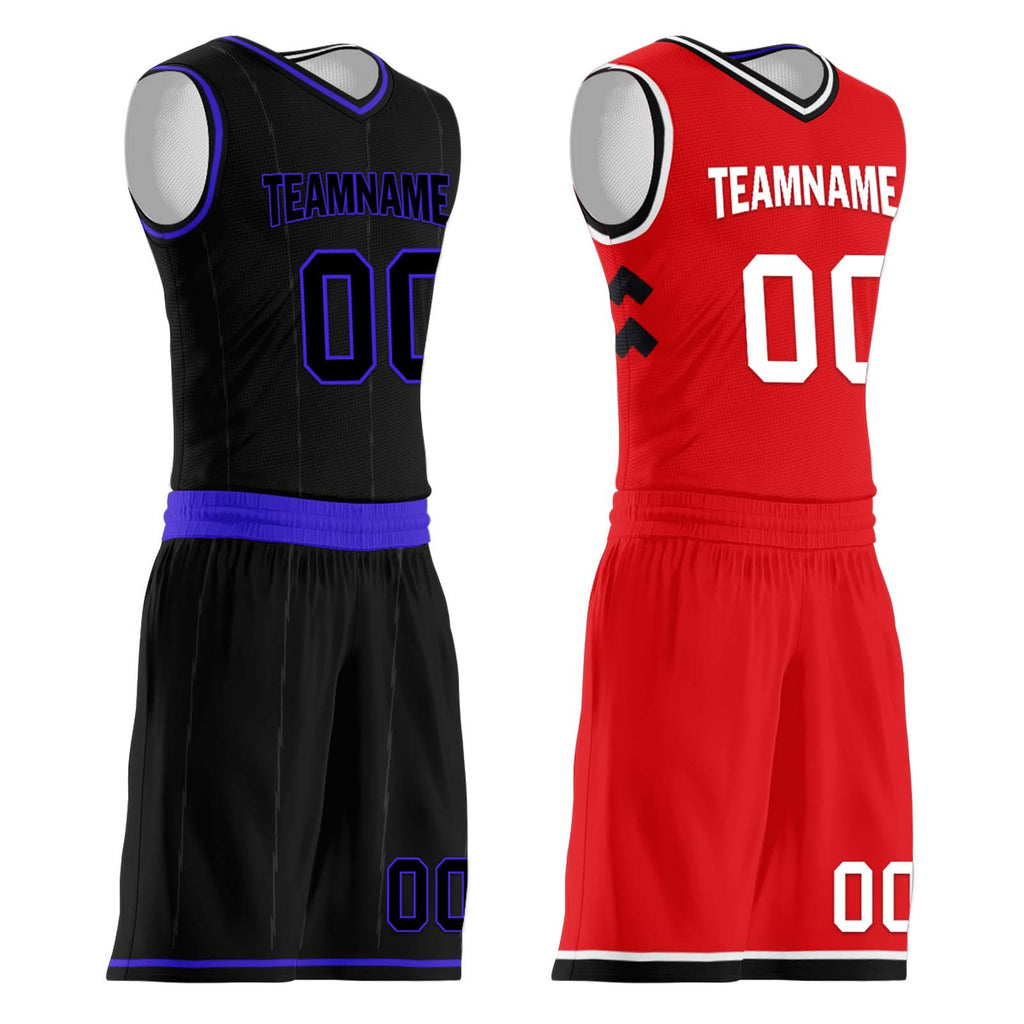 Custom Black Purple Red Toronto City Edition Personalized Reversible Basketball Set Sports Basketball Jersey BBJ01R-D0610-28