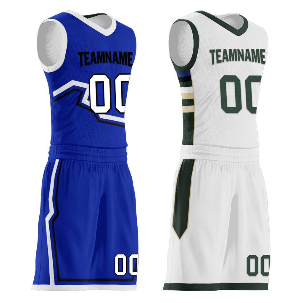 Custom Lake Blue White Milwaukee City Edition Personalized Reversible Basketball Set Sports Basketball Jersey BBJ01R-D0610-17