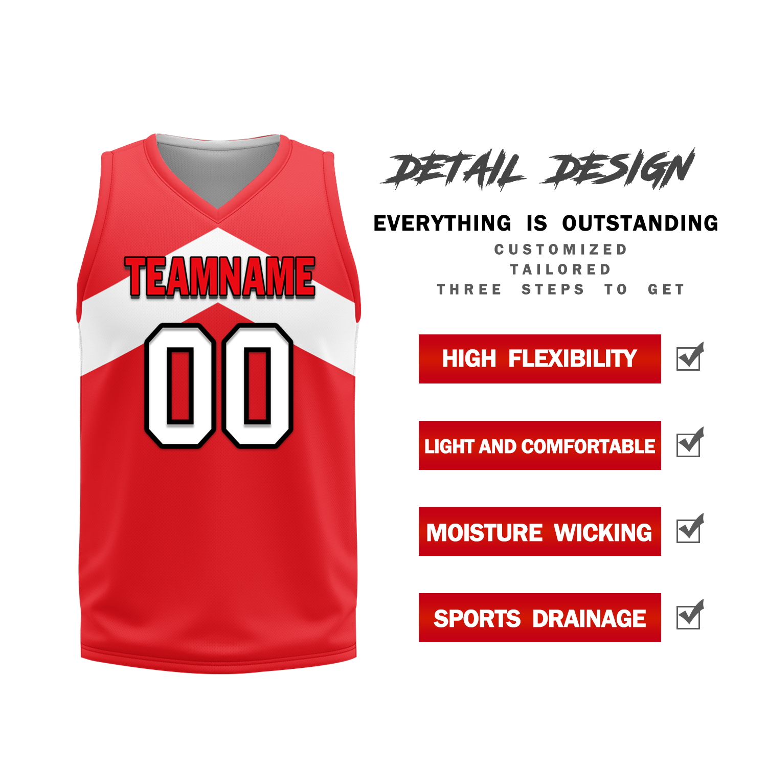 Custom White Red Classic Style Reversible Basketball Uniform Personalized COOLMAX BBJR-D017026