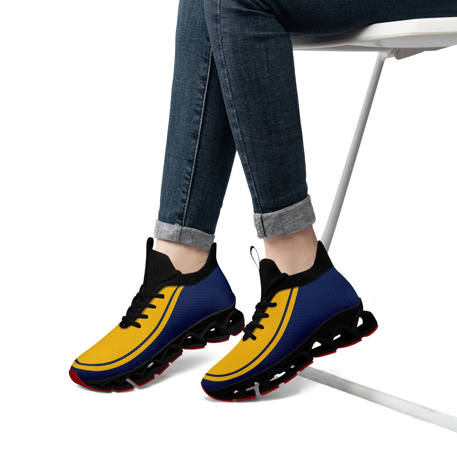 Custom Navy Yellow Maxsoul Shoes Personalized Sneaker FN030XD-D020388-13