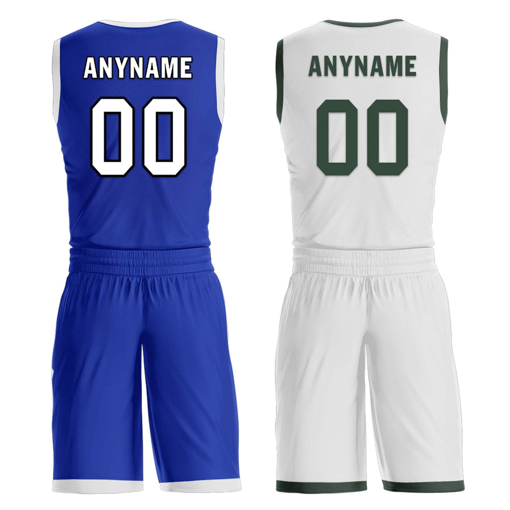 Custom Lake Blue White Milwaukee City Edition Personalized Reversible Basketball Set Sports Basketball Jersey BBJ01R-D0610-17