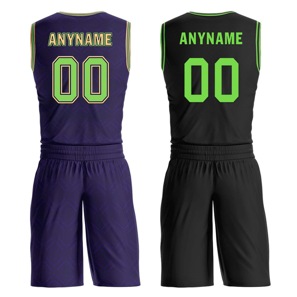 Custom Purple Green Gold New Orleans City Edition Personalized Reversible Basketball Set Sports Basketball Jersey BBJ01R-D0610-19