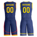 Custom Navy Blue Red Gold Golden State City Edition Personalized Reversible Basketball Set Sports Basketball Jersey BBJ01R-D0610-10